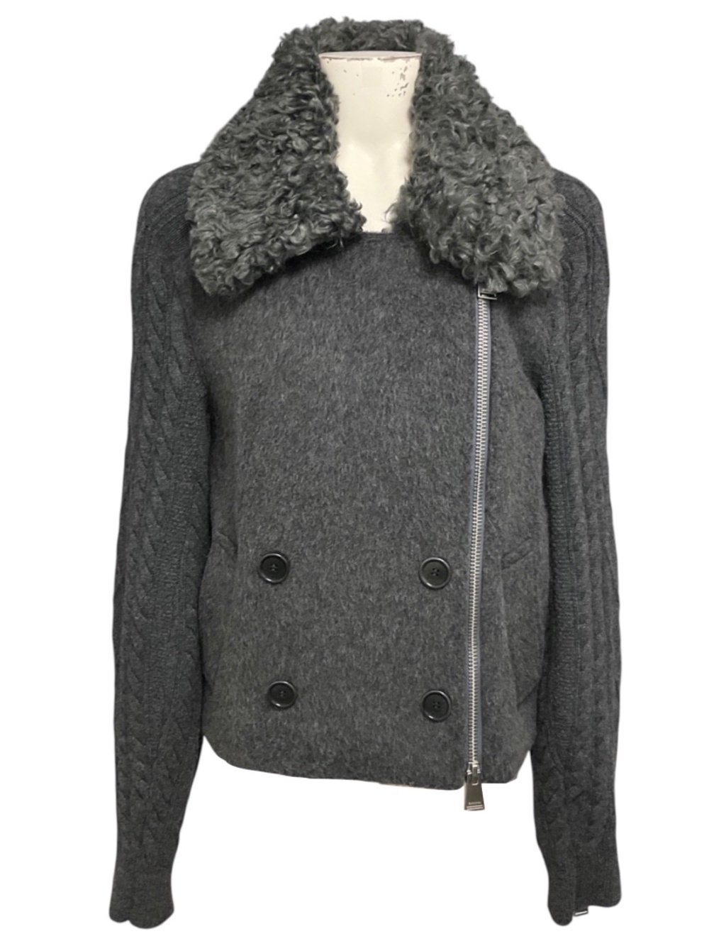 SIMKHAI CHARCOAL GREY GIOVANA WOOL JACKET